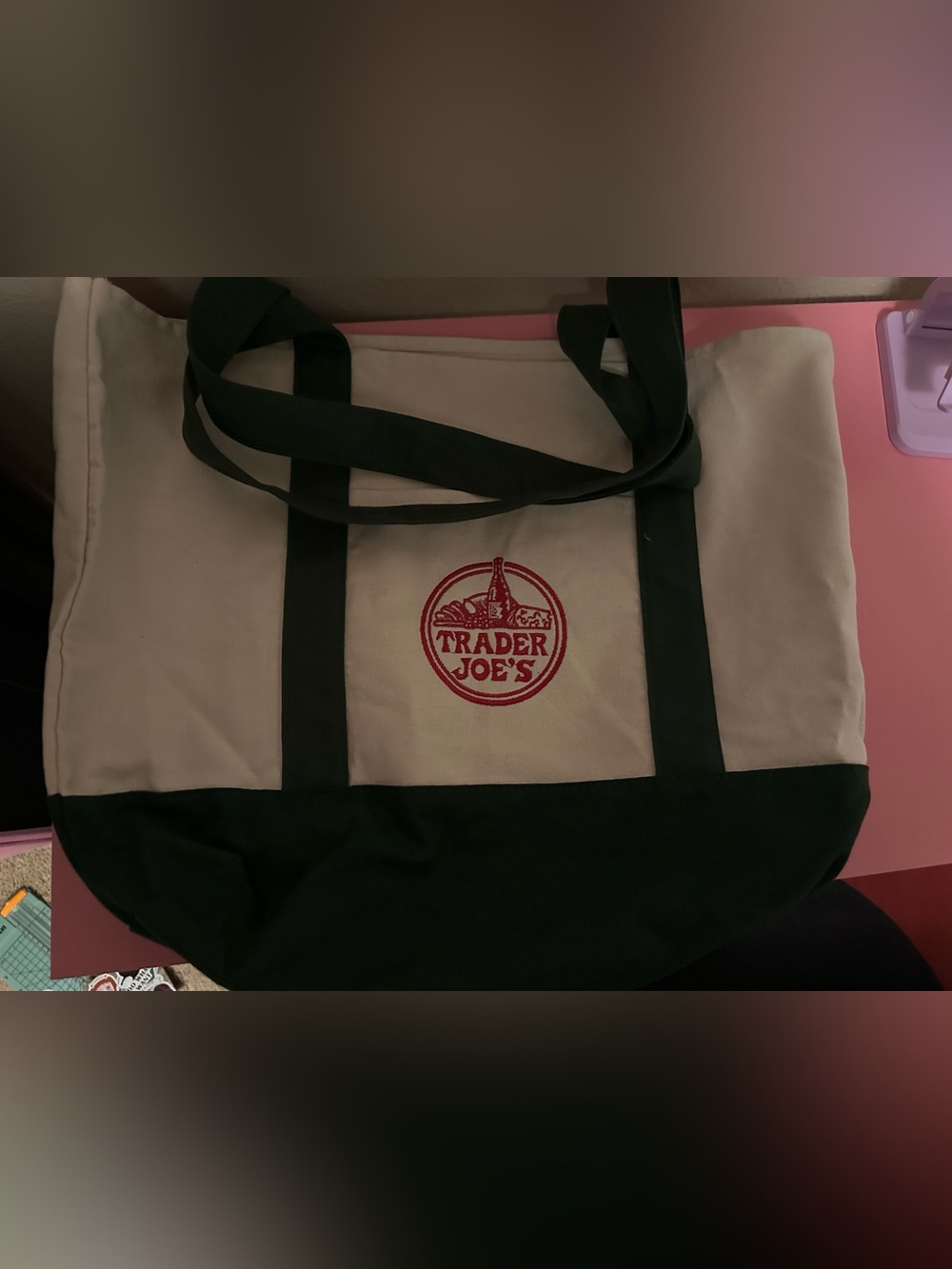 Green large Trader Joe’s tote
